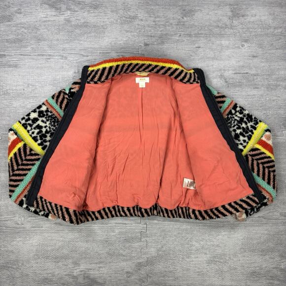Anthropologie Maeve Lively Abstract Zip Sherpa Fleece Jacket Size Women XS Cozy - Picture 7 of 15